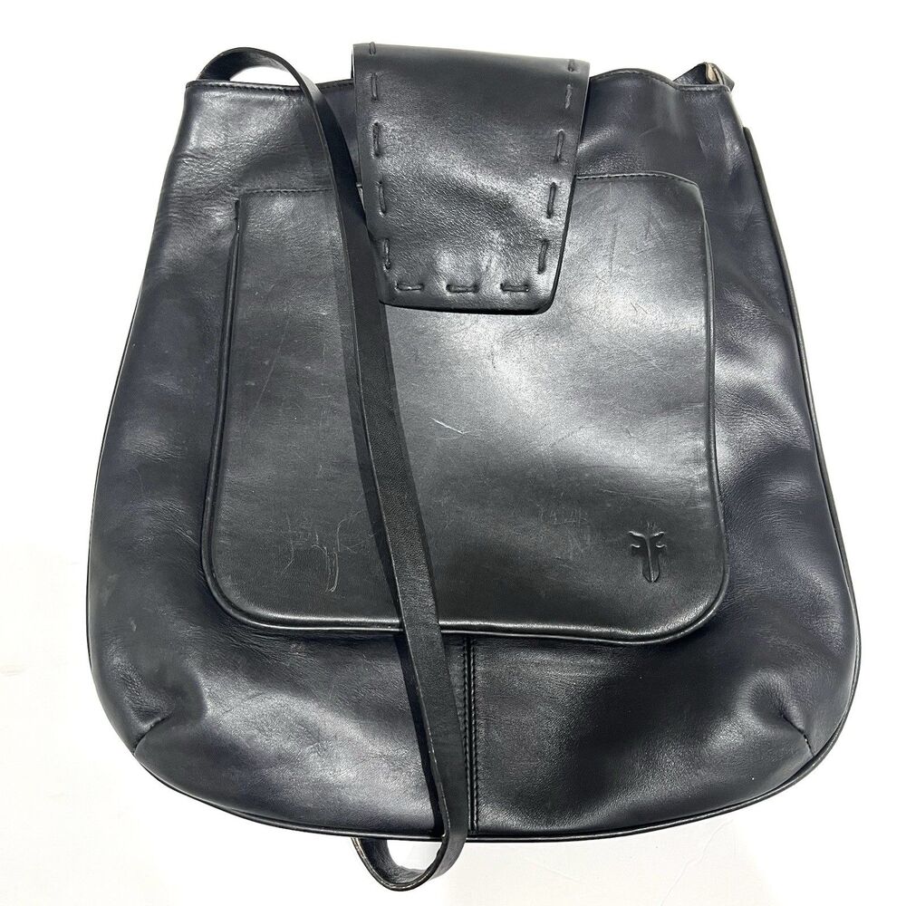 Vintage Frye Women’s Leather Flap Shoulder Bag Black
